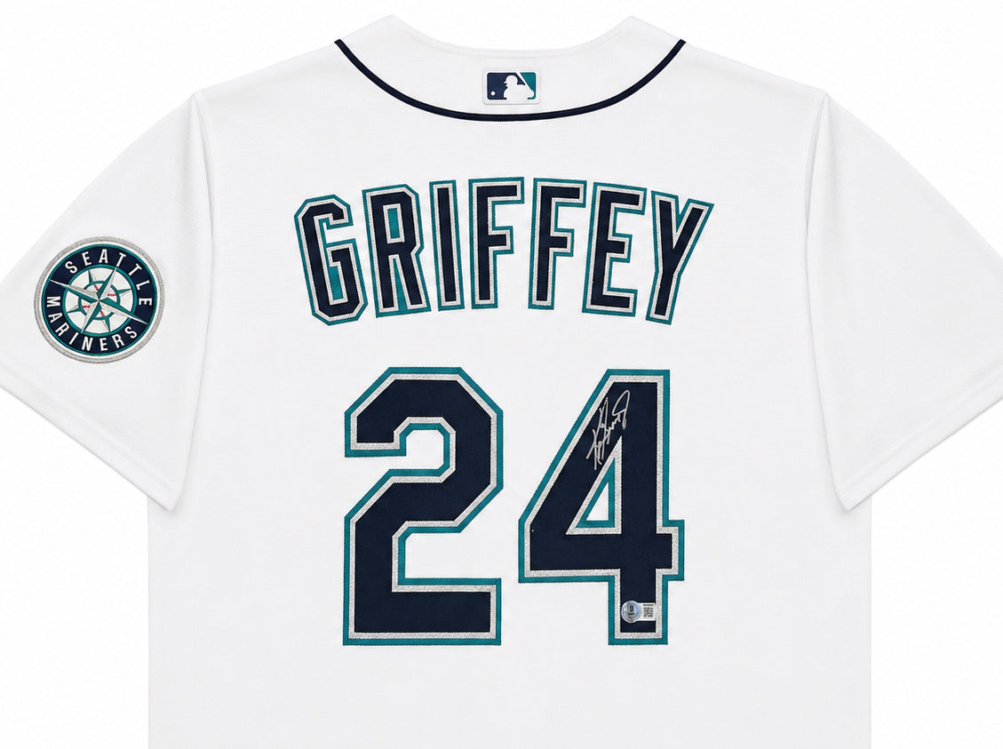 Seattle Mariners Ken Griffey Jr. Autographed White Nike Jersey Size XXL Beckett BAS Witness Stock #266285
