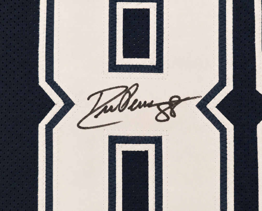 Dallas Cowboys Drew Pearson Autographed Blue Jersey Beckett BAS Witness Stock #267051