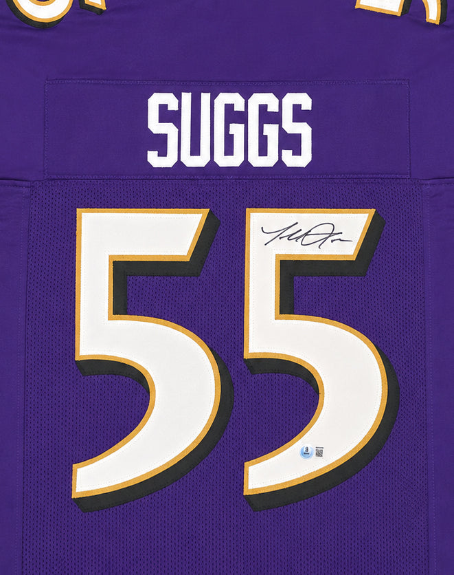 Baltimore Ravens Terrell Suggs Autographed Purple Jersey Beckett BAS Witness Stock #267052