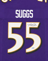 Baltimore Ravens Terrell Suggs Autographed Purple Jersey Beckett BAS Witness Stock #267052