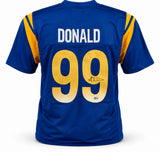 Los Angeles Rams Aaron Donald Autographed Blue Jersey Beckett BAS Witness Stock #267075