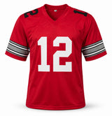 Ohio State Buckeyes Cardale Jones Autographed Red Jersey JSA Stock #267061