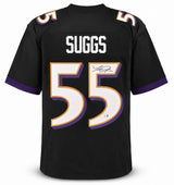 Baltimore Ravens Terrell Suggs Autographed Black Jersey Beckett BAS Witness Stock #267048