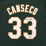 Oakland A's Jose Canseco Autographed Green Jersey Beckett BAS Witness Stock #267074