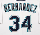 Seattle Mariners Felix Hernandez Autographed White Nike Jersey Size L Beckett BAS Witness Stock #266583