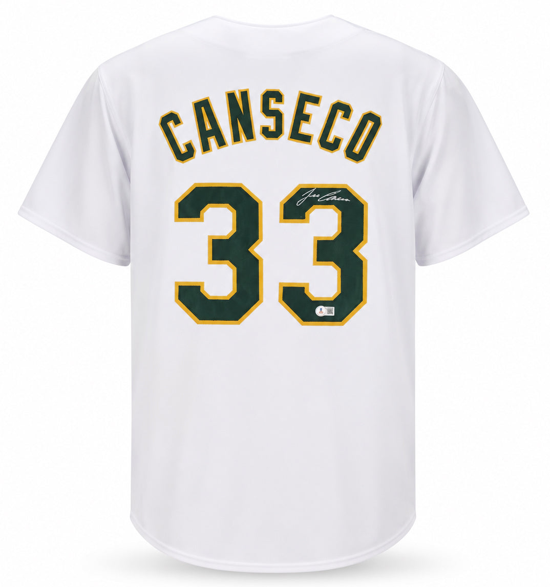 Oakland A's Jose Canseco Autographed White Jersey Beckett BAS Witness Stock #267072