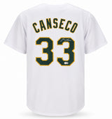 Oakland A's Jose Canseco Autographed White Jersey Beckett BAS Witness Stock #267072