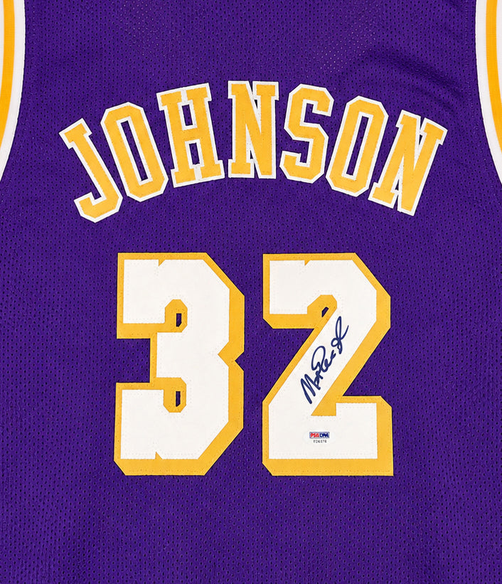 Los Angeles Lakers Magic Johnson Autographed Purple Jersey PSA/DNA Stock #267057