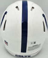 Reggie Wayne Autographed Indianapolis Colts White 2020 Alternate Full Size Speed Authentic Helmet Beckett BAS Witness Stock #267307
