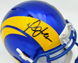Marshall Faulk Autographed St. Louis Rams Blue Speed Mini Helmet JSA Witness Stock #267311