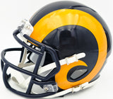 Marshall Faulk Autographed St. Louis Rams Blue 1981-99 Throwback Speed Mini Helmet JSA Witness Stock #267312