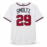 Atlanta Braves John Smoltz Autographed White Nike Jersey Size XL Beckett BAS QR Stock #266281