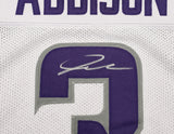 Minnesota Vikings Jordan Addison Autographed White Jersey Beckett BAS QR Stock #265947