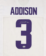 Minnesota Vikings Jordan Addison Autographed White Jersey Beckett BAS QR Stock #265952