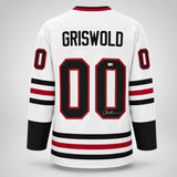Christmas Vacation Chevy Chase Autographed White Jersey Clark Griswold Beckett BAS QR Stock #266072