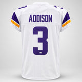 Minnesota Vikings Jordan Addison Autographed White Jersey Beckett BAS QR Stock #265946