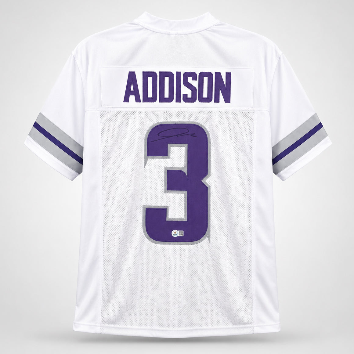 Minnesota Vikings Jordan Addison Autographed White Jersey Beckett BAS QR Stock #265948