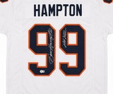 Chicago Bears Dan Hampton Autographed White Jersey "HOF 2002" Beckett BAS Witness Stock #265939