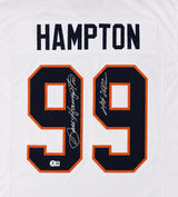 Chicago Bears Dan Hampton Autographed White Jersey "HOF 2002" Beckett BAS Witness Stock #265939