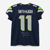 Seattle Seahawks Jaxon Smith-Njigba Autographed Blue Nike Authentic Elite Jersey Size 48 "SB LX Champs" Fanatics Holo Stock #265988