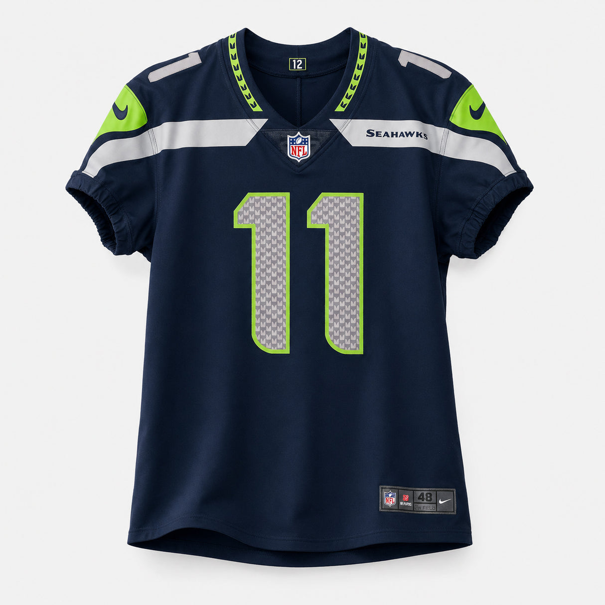 Seattle Seahawks Jaxon Smith-Njigba Autographed Blue Nike Authentic Elite Jersey Size 48 "SB LX Champs" Fanatics Holo Stock #265988