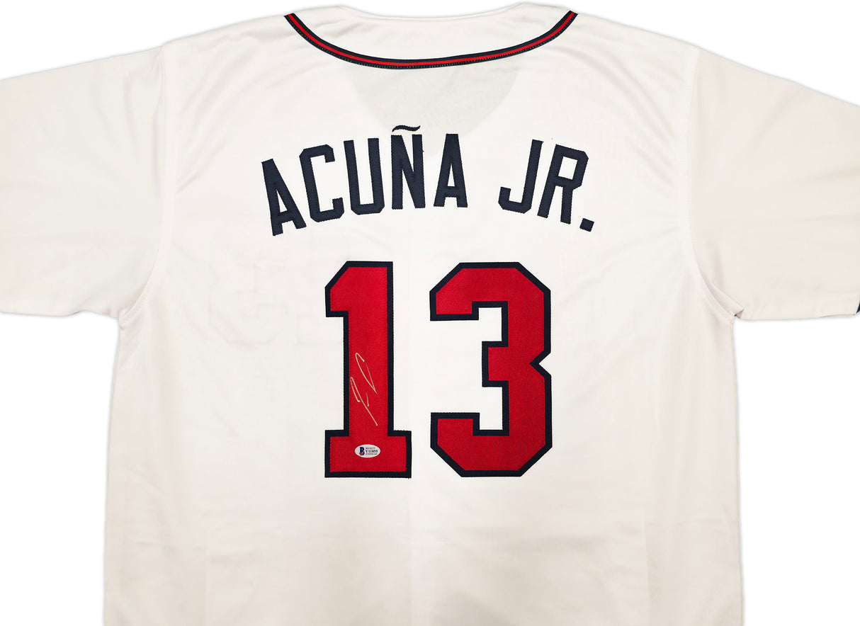 Atlanta Braves Ronald Acuna Jr. Autographed White Jersey Beckett BAS Stock #251011