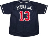 Atlanta Braves Ronald Acuna Jr. Autographed Blue Jersey Beckett BAS Stock #250574