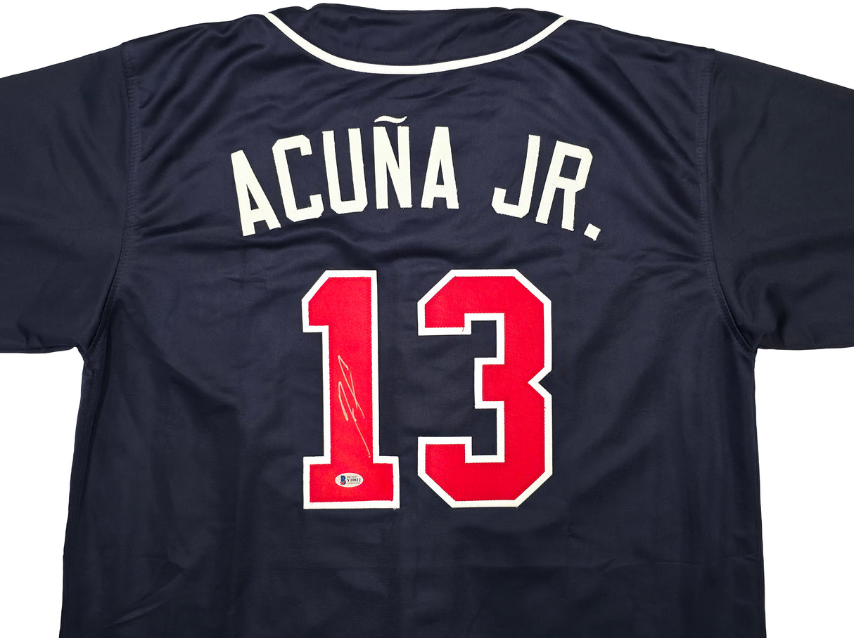 Atlanta Braves Ronald Acuna Jr. Autographed Blue Jersey Beckett BAS Stock #250574