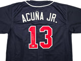 Atlanta Braves Ronald Acuna Jr. Autographed Blue Jersey Beckett BAS Stock #250574
