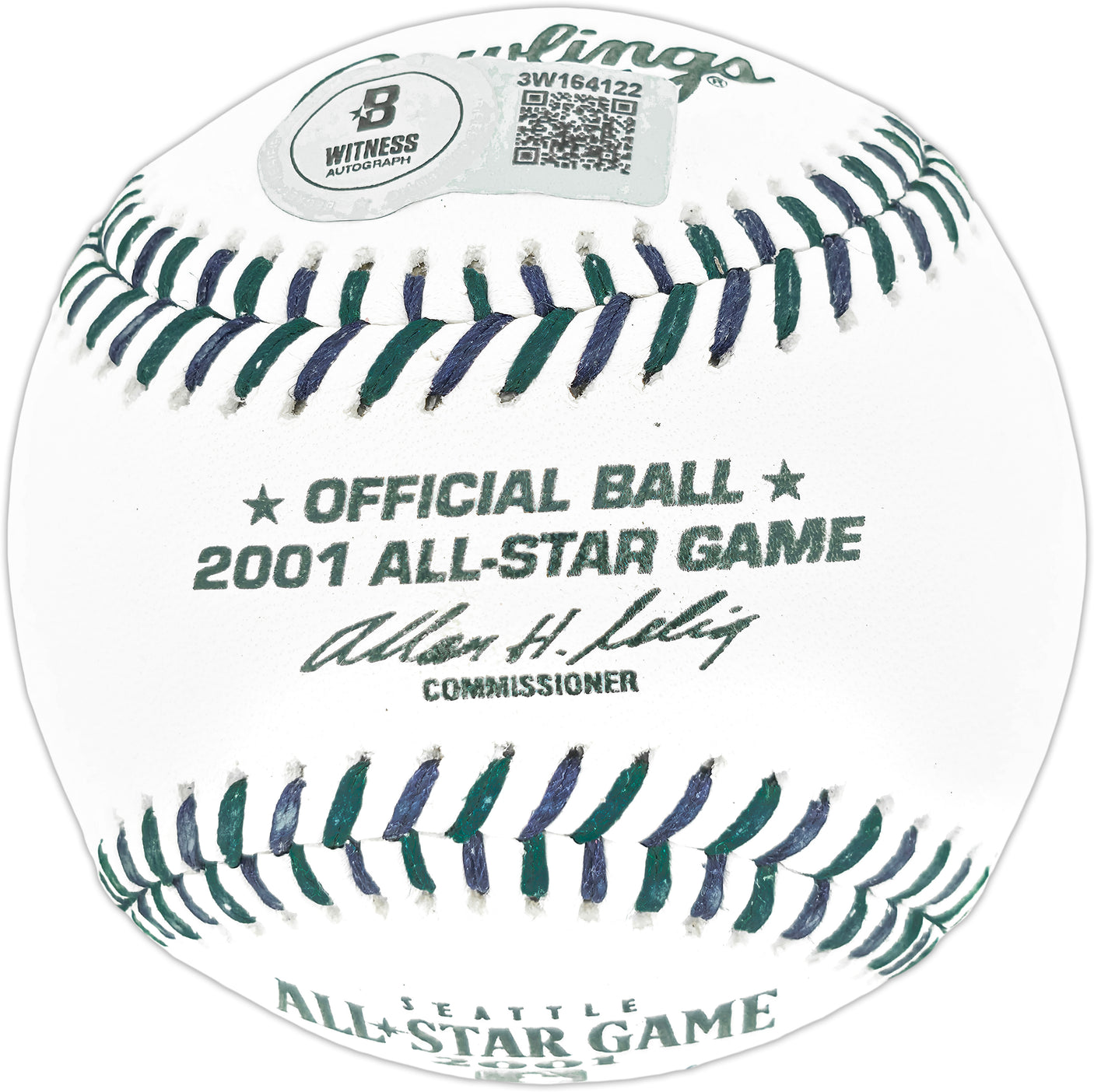 Edgar Martinez Autographed Official 2001 All Star Game Logo MLB Game Baseball Seattle Mariners Beckett BAS Witness Stock #252404