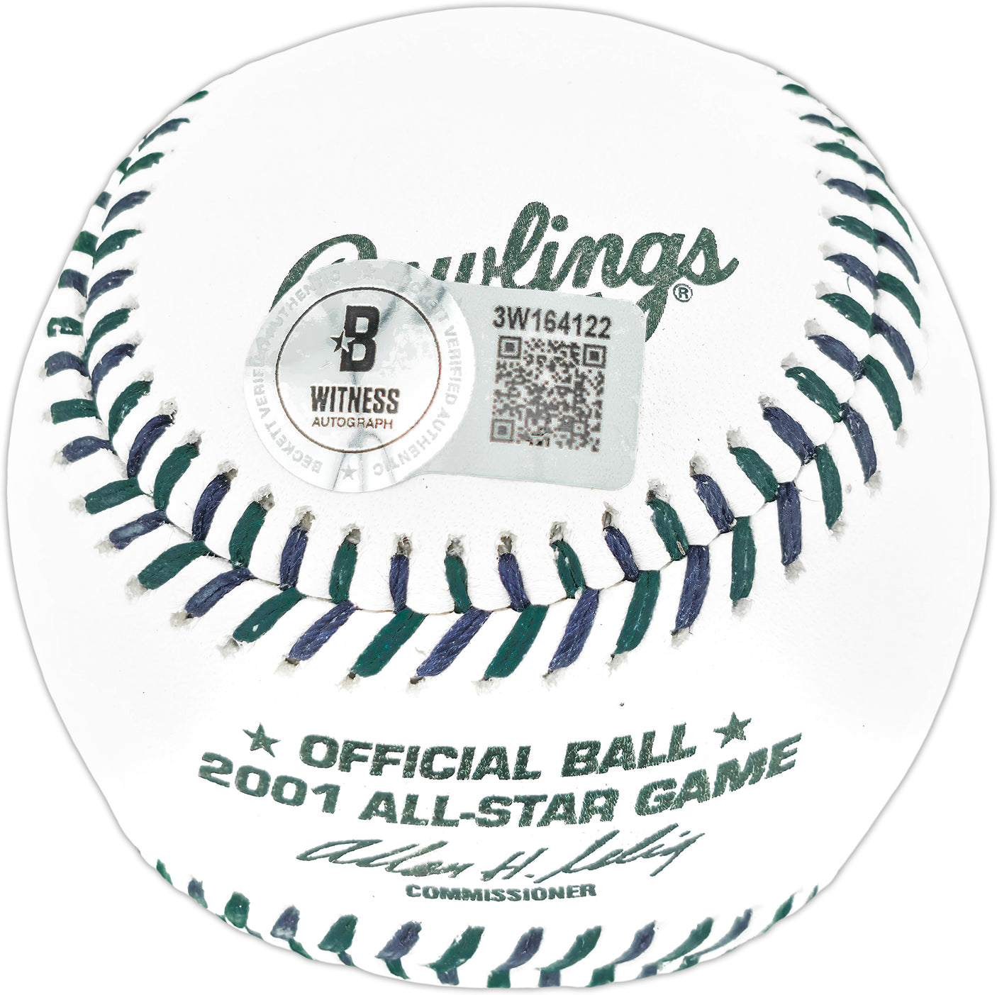 Edgar Martinez Autographed Official 2001 All Star Game Logo MLB Game Baseball Seattle Mariners Beckett BAS Witness Stock #252404