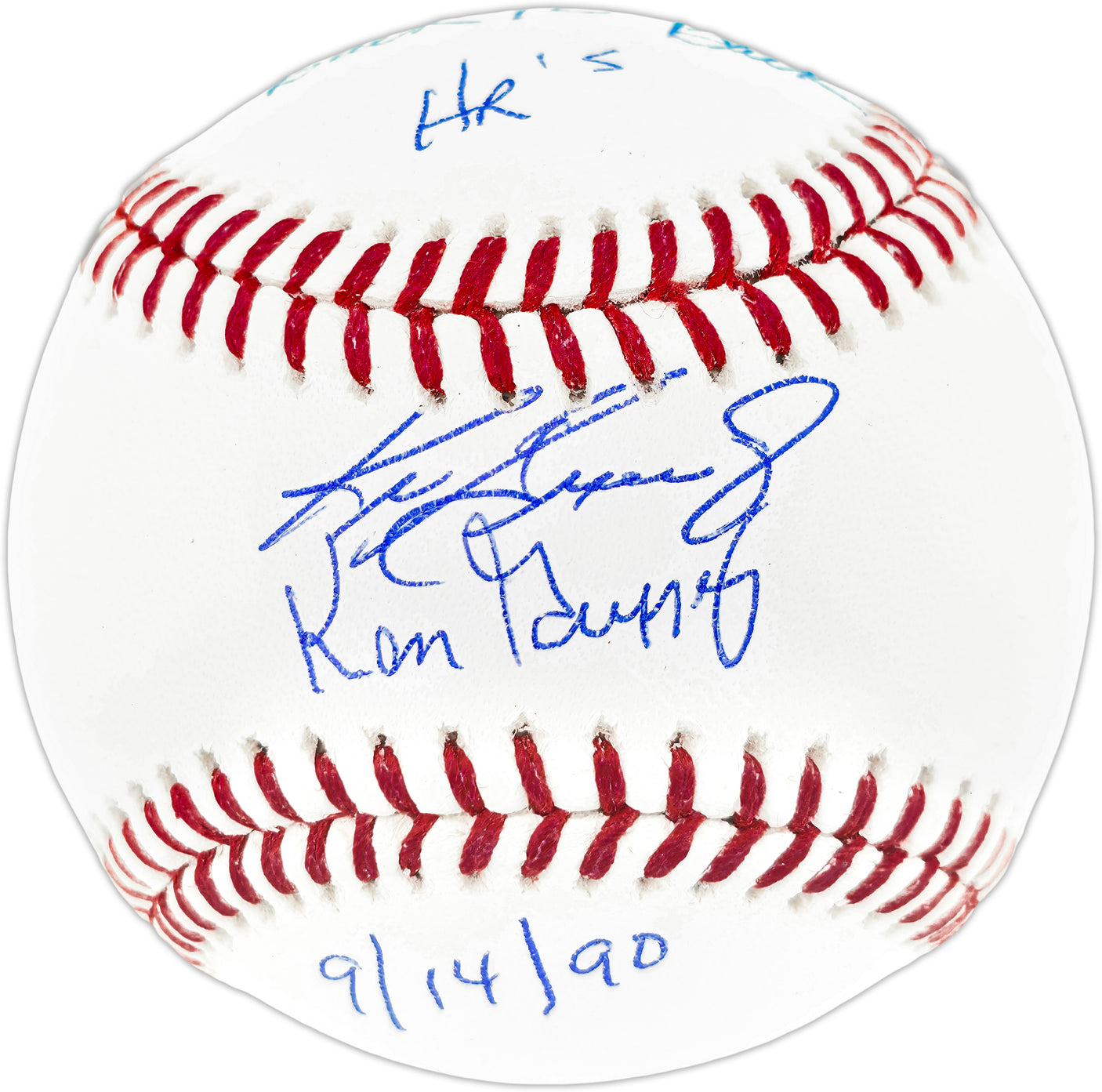 Ken Griffey Jr. & Sr. Autographed Official MLB Baseball Seattle Mariners "Back To Back HR 9/14/90" Beckett BAS Witness Stock #252420