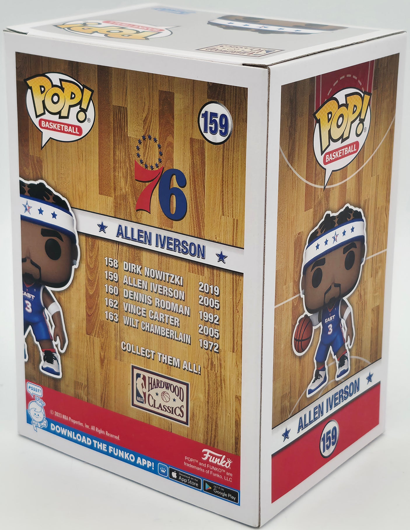 Allen Iverson Autographed Funko Pop Vinyl Figurine #159 Philadelphia 76ers Beckett BAS Witness Stock #252393