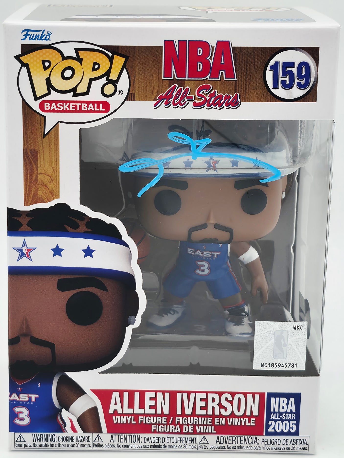 Allen Iverson Autographed Funko Pop Vinyl Figurine #159 Philadelphia 76ers Beckett BAS Witness Stock #252394