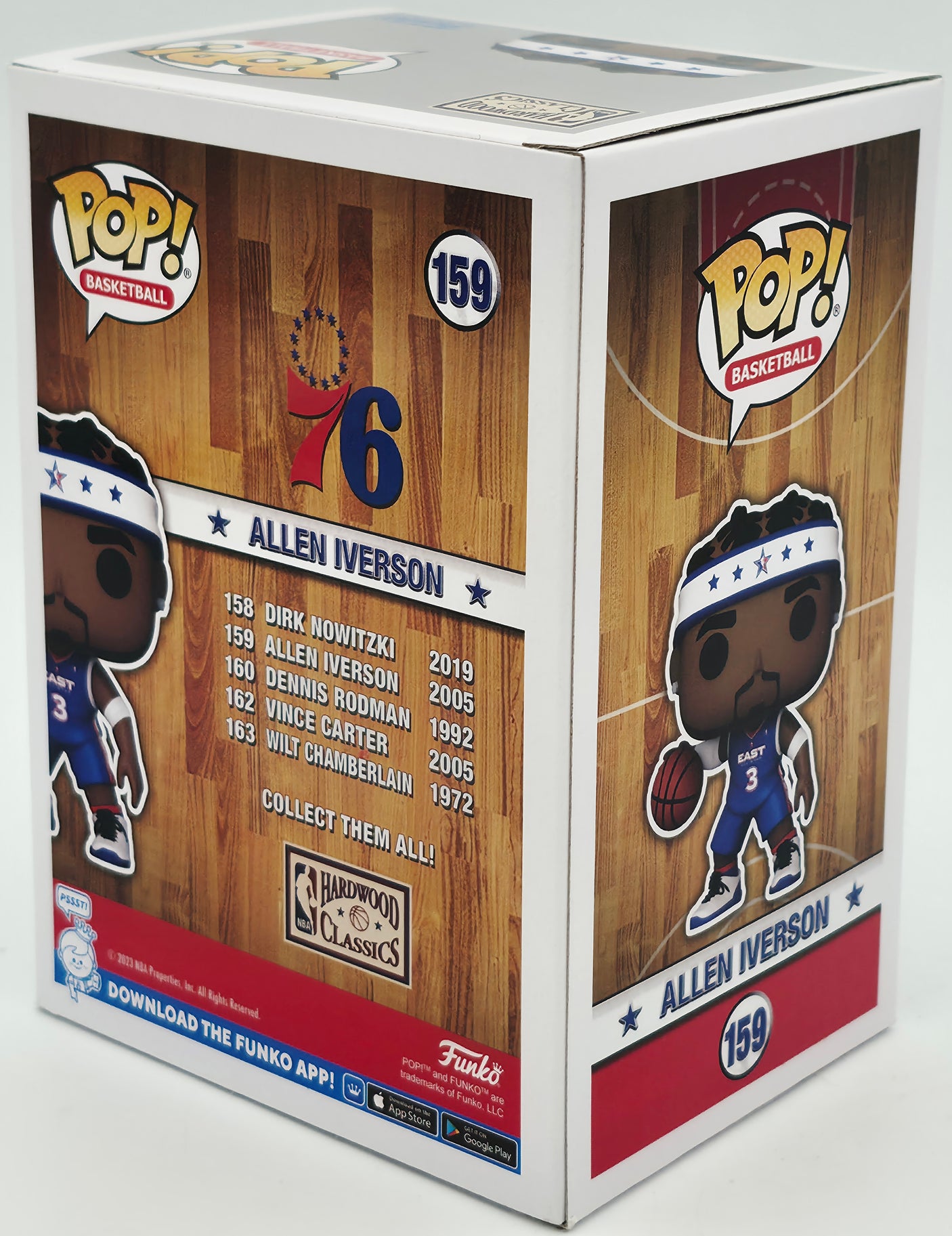 Allen Iverson Autographed Funko Pop Vinyl Figurine #159 Philadelphia 76ers Beckett BAS Witness Stock #252394
