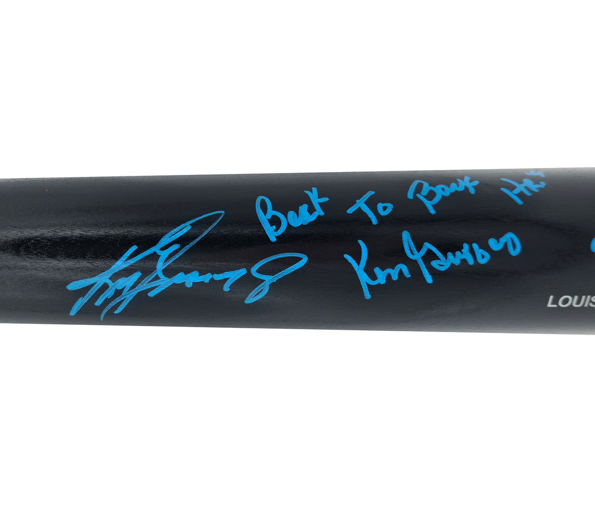 Ken Griffey Jr. & Sr. Autographed Black Louisville Slugger Pro Stock Baseball Bat Seattle Mariners "Back To Back HR 9/14/90" Beckett BAS Witness Stock #252417