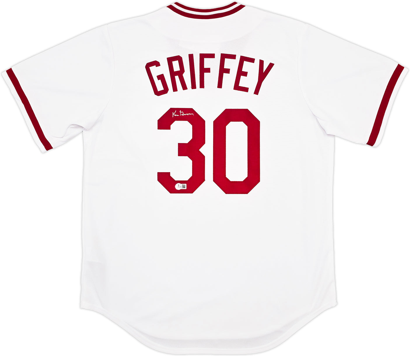 Cincinnati Reds Ken Griffey Sr. Autographed White Nike Cooperstown Collection Jersey Size Large Beckett BAS Witness Stock #252412