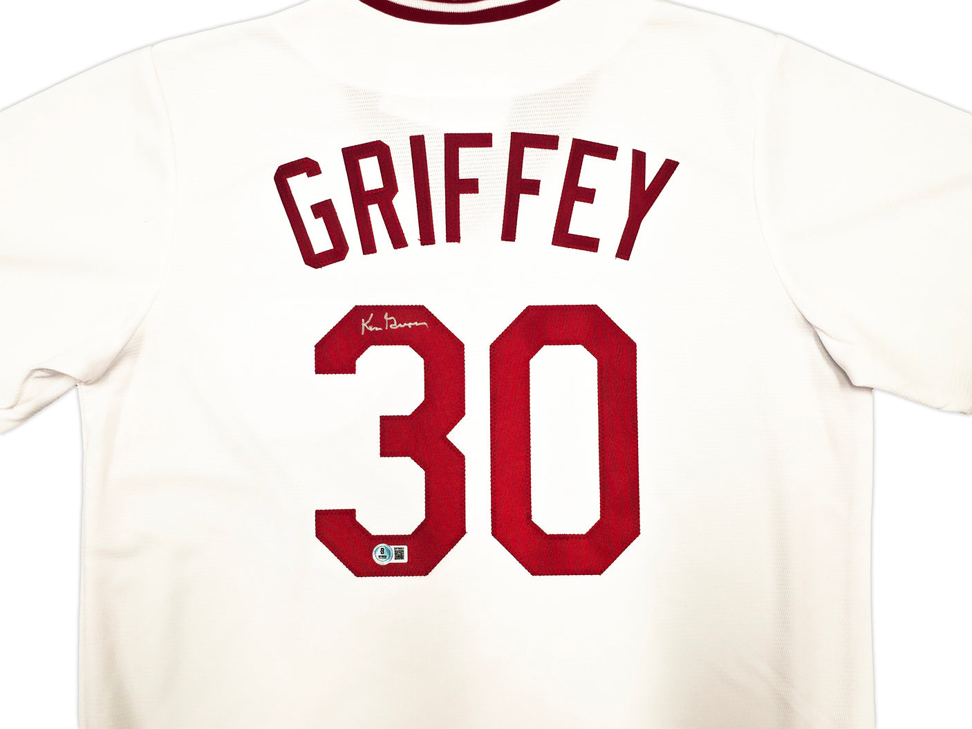 Cincinnati Reds Ken Griffey Sr. Autographed White Nike Cooperstown Collection Jersey Size Large Beckett BAS Witness Stock #252412