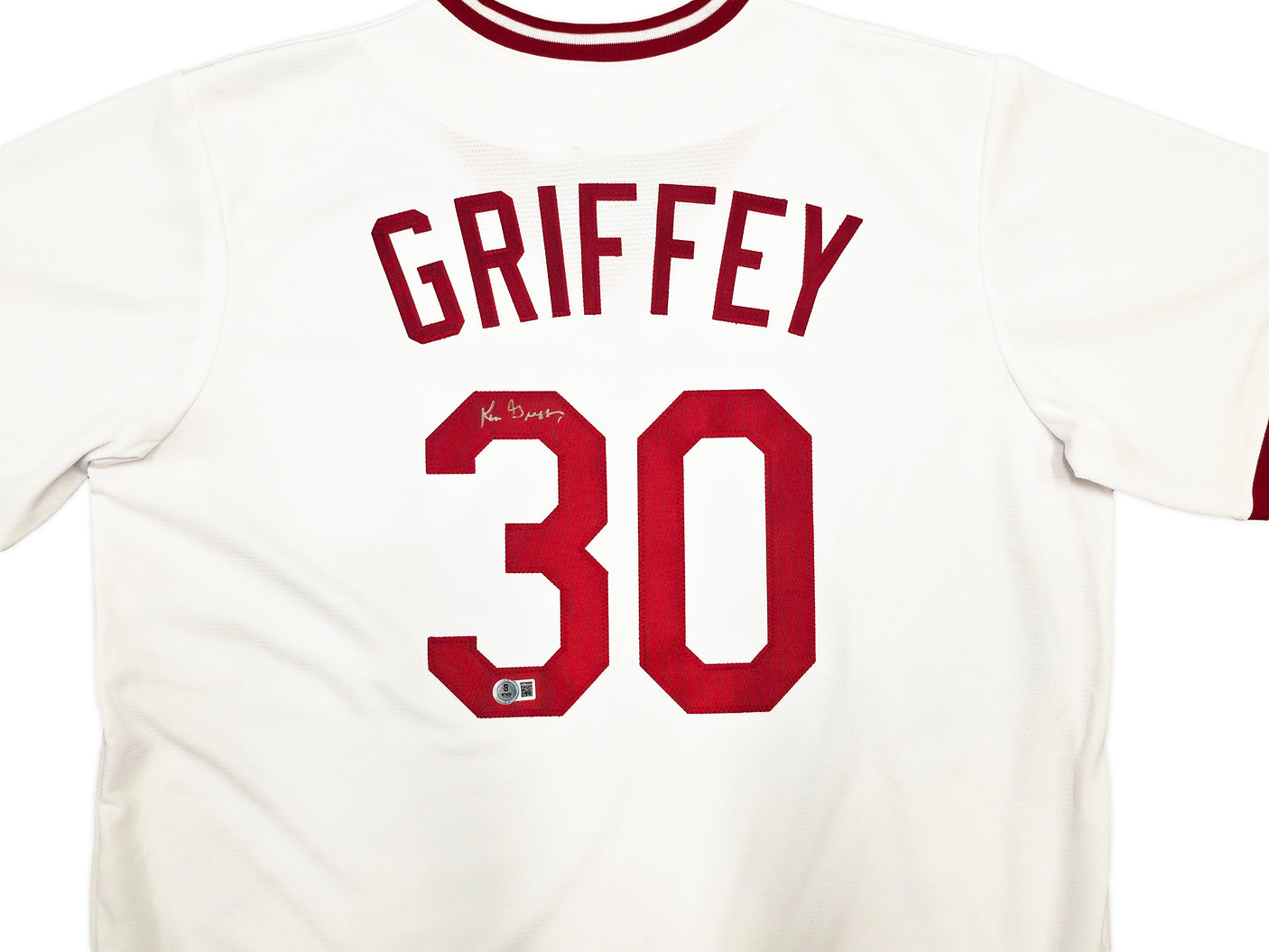 Cincinnati Reds Ken Griffey Sr. Autographed White Nike Cooperstown Collection Jersey Size XL Beckett BAS Witness Stock #252413
