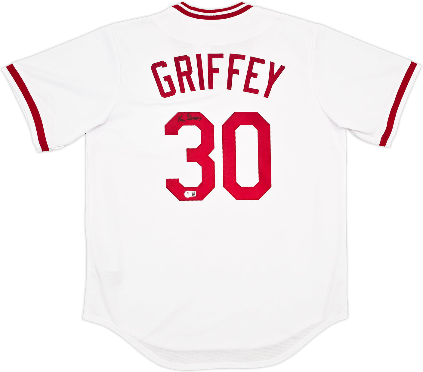 Cincinnati Reds Ken Griffey Sr. Autographed White Nike Cooperstown Collection Jersey Size Large Beckett BAS Witness Stock #252414