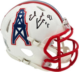 Earl Campbell Autographed Houston Oilers White 1981-98 Throwback Speed Mini Helmet "HOF 91" Beckett BAS Witness Stock #267464