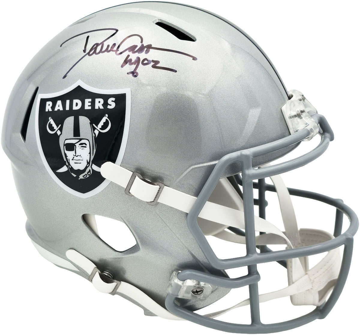 Dave Casper Autographed Oakland Raiders Silver Full Size Speed Replica Helmet "HOF 02" Beckett BAS Witness Stock #267480