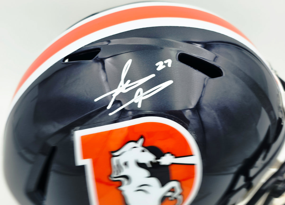 Steve Atwater Autographed Denver Broncos Blue Color Rush Full Size Speed Replica Helmet Beckett BAS Witness Stock #267481