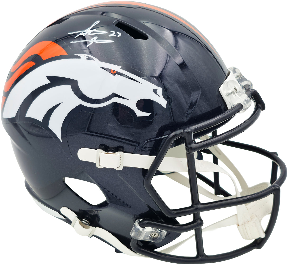 Steve Atwater Autographed Denver Broncos Blue 1997-2023 Throwback Full Size Speed Replica Helmet Beckett BAS Witness Stock #267483