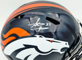 Steve Atwater Autographed Denver Broncos Blue 1997-2023 Throwback Full Size Speed Replica Helmet Beckett BAS Witness Stock #267483