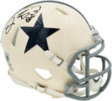 Dez Bryant Autographed Dallas Cowboys Cream Retro Speed Mini Helmet Beckett BAS Witness Stock #267500