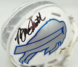 Bruce Smith Autographed Buffalo Bills White Rivalries Speed Mini Helmet Beckett BAS Witness Stock #267552
