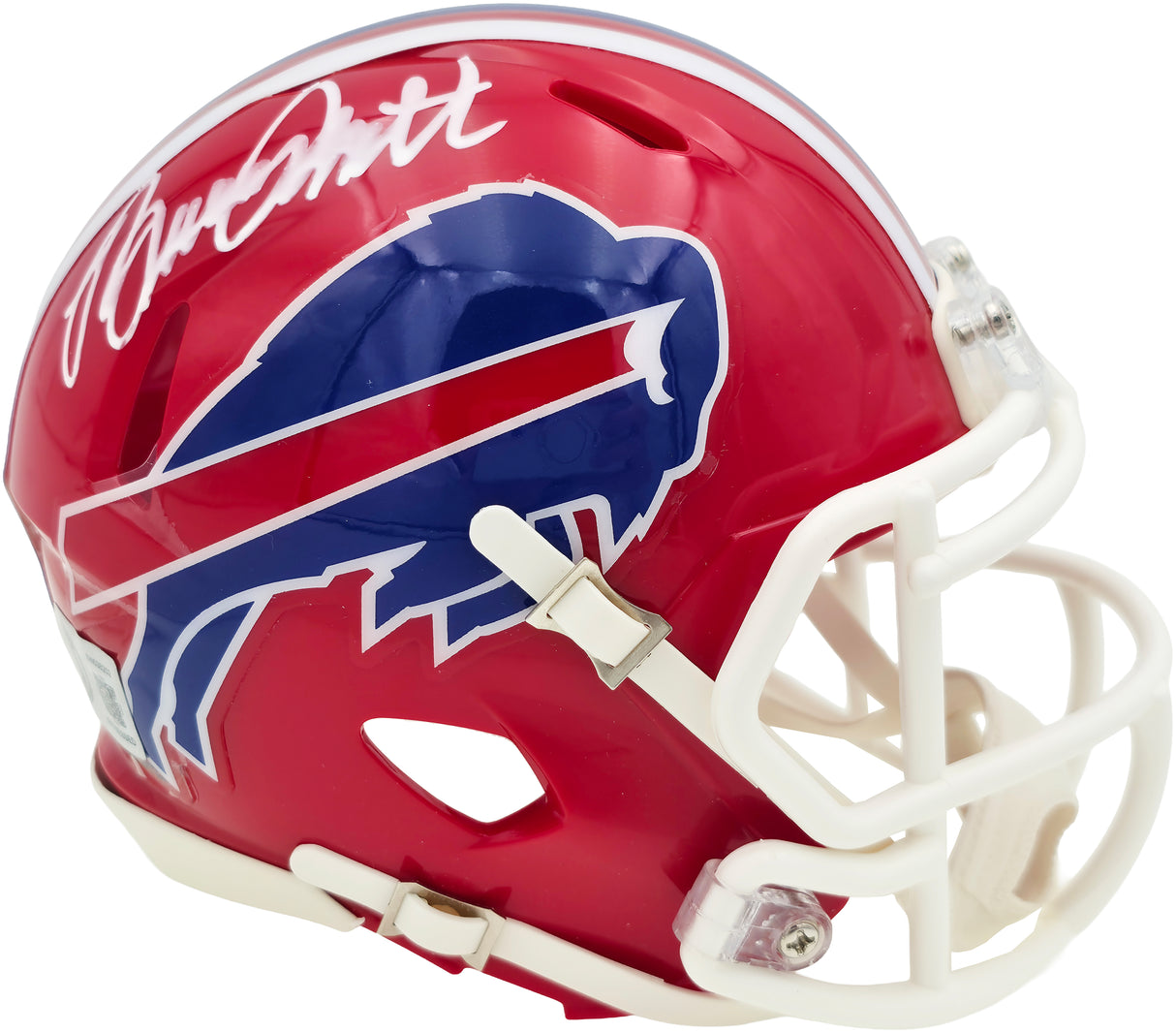 Bruce Smith Autographed Buffalo Bills Red 1987-2001 Throwback Speed Mini Helmet Beckett BAS Witness Stock #267554