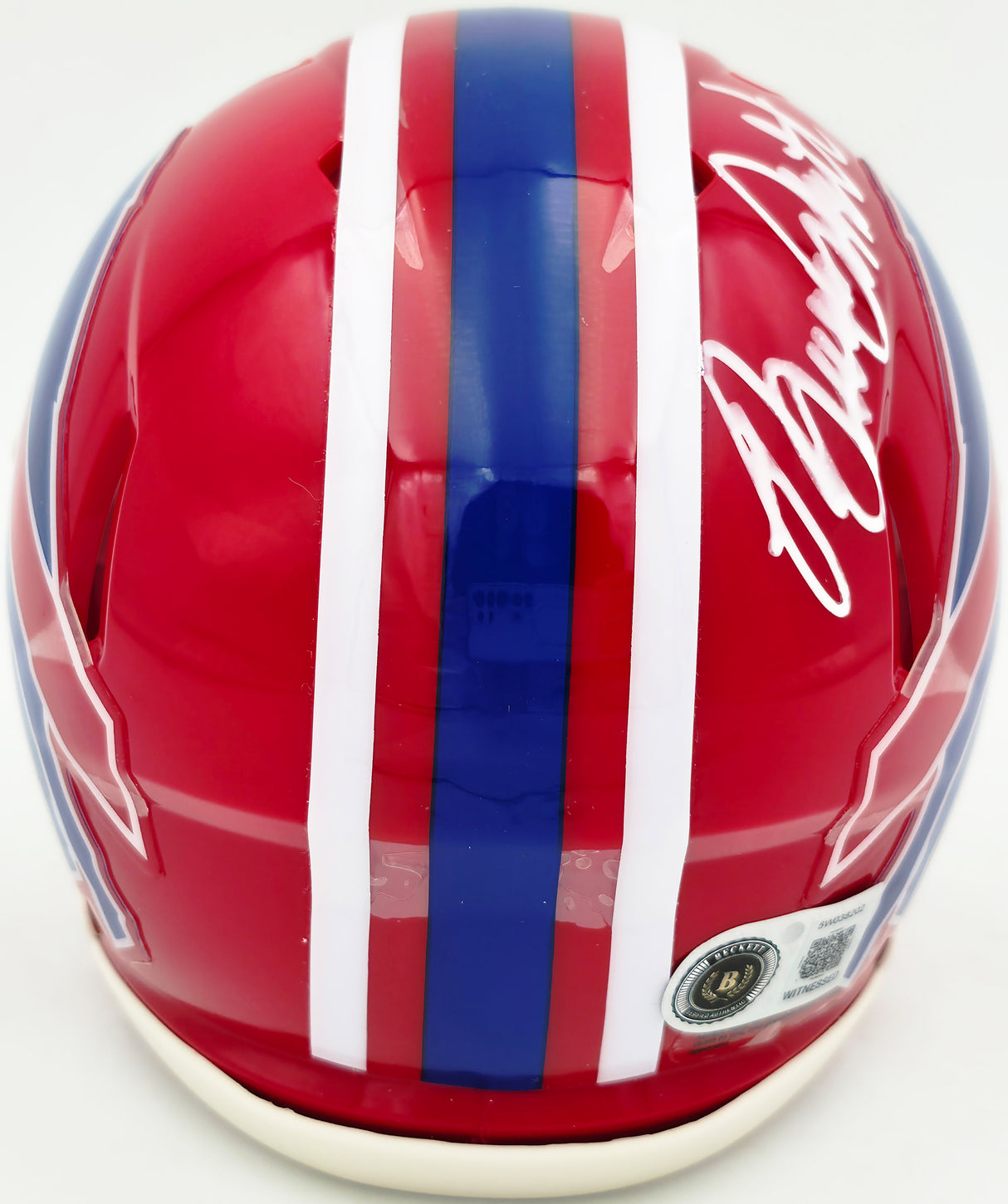 Bruce Smith Autographed Buffalo Bills Red 1987-2001 Throwback Speed Mini Helmet Beckett BAS Witness Stock #267554