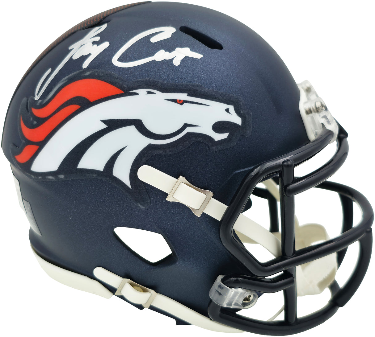 Jay Cutler Autographed Denver Broncos Blue Speed Mini Helmet Beckett BAS Witness Stock #267556
